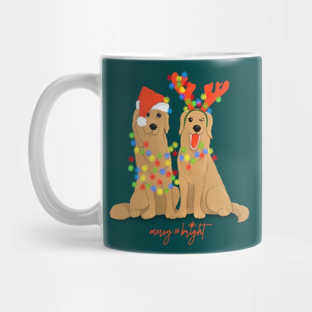 Christmas dogs, Illustrated golden retrievers by illograph